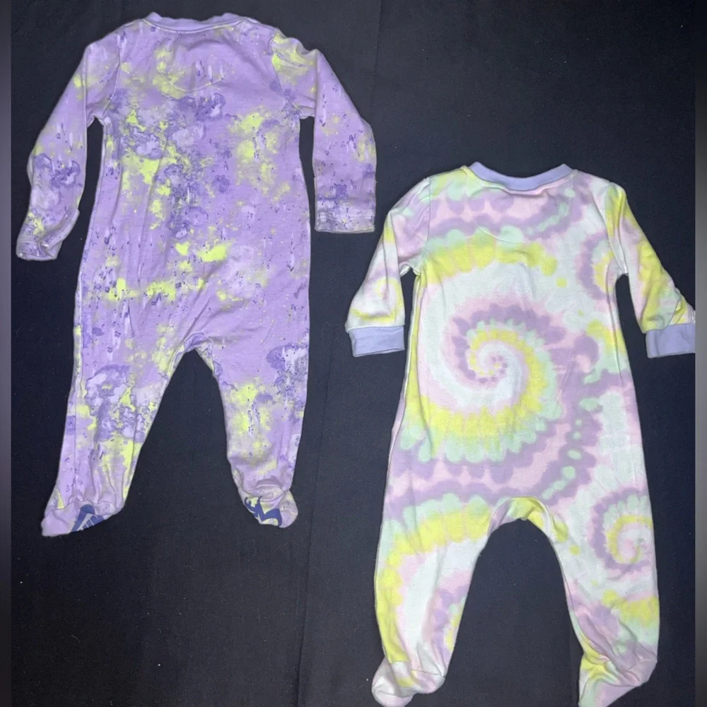 Nike Kids Purple & Yellow Tie-Dye Footed One-Piece Set (2-Pack) Size 6Month - Picture 2 of 4
